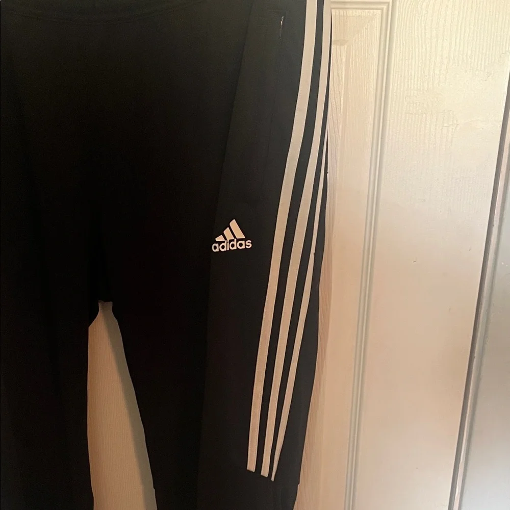 Adidas Black Joggers with White Stripes - Picture 2 of 6